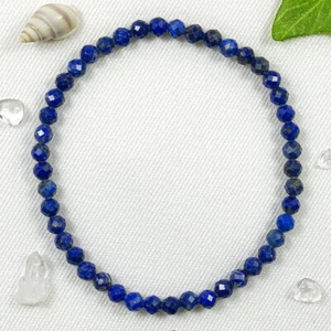 Lapislazuli Armband 4 mm Kugel facettiert Extra Quali. ca. 19 cm Elastik Afghan. - Bild 1 von 3