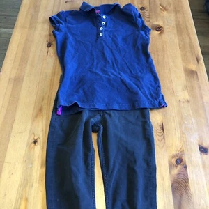 Girl's Jeans & Navy Polo Top Size 9/10 Cherokee Denim & Denim Kids Mixed Set - Picture 1 of 12
