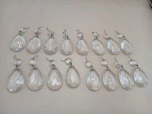 Vintage Glass Crystal Chandelier Lamp Prisms Teardrops Lot Of 16 - Picture 1 of 2