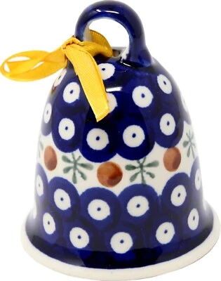Polish Pottery Christmas Bell from Boleslawiec in Nature Pattern