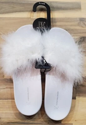 I.n.c. International Concepts Women's Marabou Pool Slides Bright White XL(11-12) - Image 1 of 4