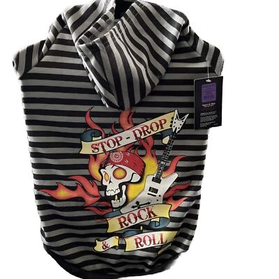 NUEVO CON ETIQUETAS Bret Michael Pets Collection Perro Gris Negro Sudadera con Capucha XL Stop Drop Rock & Roll Foto 1 de 3
