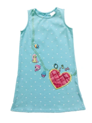 New My Little Pony Printed Jewelry Teal Sleeveless Dress Heart Pocket Girls 6 6X - Image 1 of 3