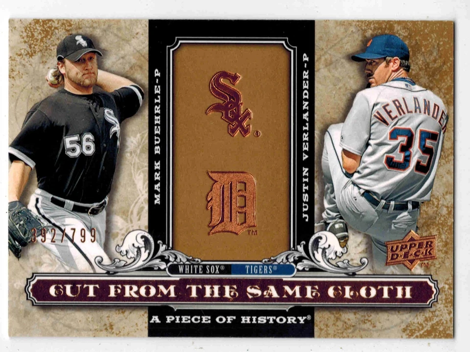 2008 UD A Piece of History CUT FROM THE SAME CLOTH #BV (M.Buehrle & J.Verlander) - Image 1 of 2