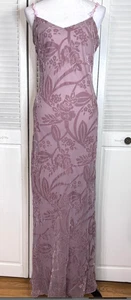 VTG Y2K Niki Livas Pink Burnout Velvet Fairy Beaded Strap Size 8 Prom Slip Gown - Picture 1 of 20