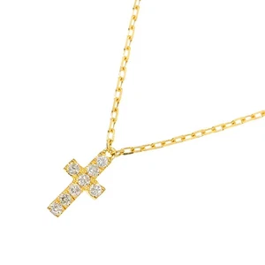 AHKAH Diamond 0.05ct Cross Necklace 18K Yellow Gold 750 90262732 - Picture 1 of 7