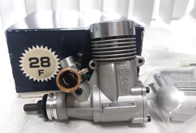 O.S. MAX 28F Airplane Glow Engine & 762 Muffler NEW - Image 1 of 4