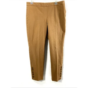 Talbot Pants Womens Size 12 Brown Chatham Ankle Stretch Slacks Button Ankle - Picture 1 of 12