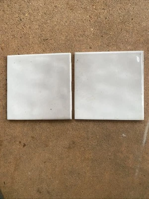 Vintage 1970s Tile 4 3/8” Beige Wavy Texture FT77 Lot Of 2 - Image 1 of 3