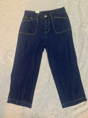 Calça capri cropped Bill Blass nova com etiquetas tamanho 8 jeans azul - Imagem 1 de 4