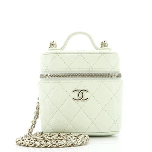 Chanel Handle with Care Vanity Case with Chain Quilted Caviar - Picture 1 of 8