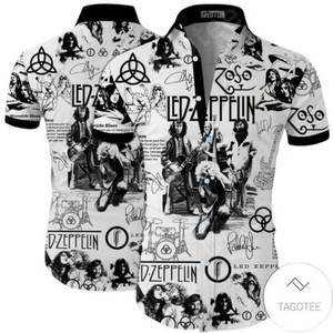 Led Zeppelin Rock Band Black And White Hawaiian Shirt - Picture 1 of 4