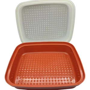 Tupperware Meat Marinade Season Serve Container Paprika Red 1294 Clear Lid 1295 - Picture 1 of 8