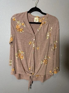 Anthropologie Fig And Flower Embroidered Tie Top- Medium - Picture 1 of 7