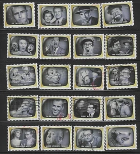 US Sc# 4414a-t 44c EARLY TV MEMORIES USED SET of 20 STAMPS OFF PAPER SOUND - Picture 1 of 1