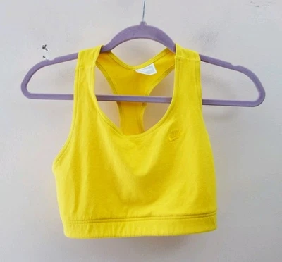 Sutiã esportivo Nike vintage Y2K Racerback amarelo algodão listrado confortável (L) - Imagem 1 de 4
