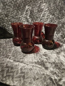 4 vases Vintage Anchor Hocking Ruby Red Glass Vase - Picture 1 of 3