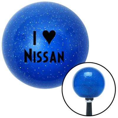 Black I <3 for NISSAN Blue Metal Flake Shift Knob w/ M16x1.5 Insert Shifter - Image 1 of 4
