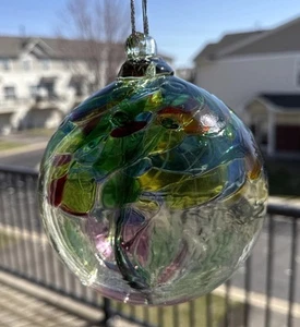 Grande sfera 6" albero della vita mano strega vetro soffiato a mano multicolore ornamento sfera - Foto 1 di 7