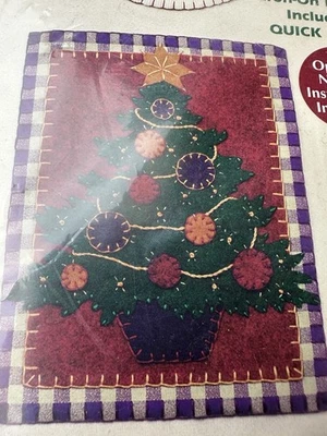 Vintage Felt Sewing Christmas Tree Kit Applique Clothing Art Embroidery 1990s - Image 1 of 4