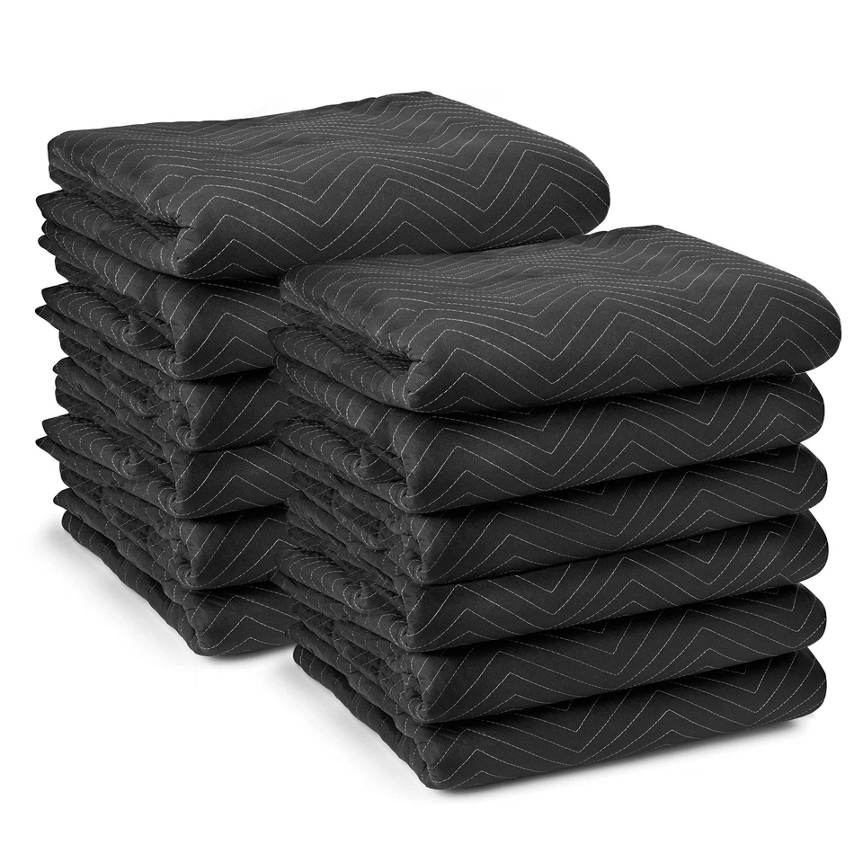 Moving Blankets 80" x 72" Pro Economy - 12 Pack - Black Shipping Furniture Pads - Image 1 of 4