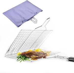 Cesta para pescado rejilla para parrilla barbacoa de acero inoxidable picnic USA - Picture 1 of 12