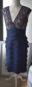 New Stunning Eliza J Navy Cocktail Dress Lace Bodice Size 14 RRP £130 - Picture 1 of 10