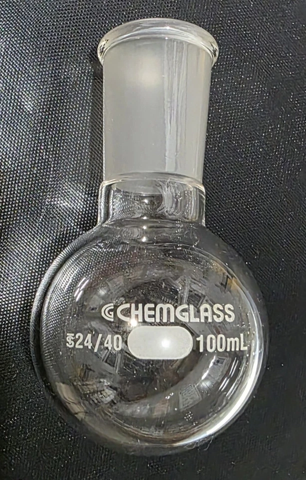 CHEMGLASS 100mL Round Bottom Flask 24/40 high-quality glass flask