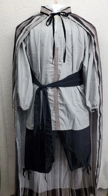 Men's Pirate Renaissance Costume Cloak XL Black Gray Striped Halloween 4Pcs - Image 1 of 4