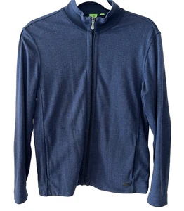 Hugo Boss Men's Cotton Knit Full Zip Jacket Size XL Blue Herringbone Pattern - Picture 1 of 7