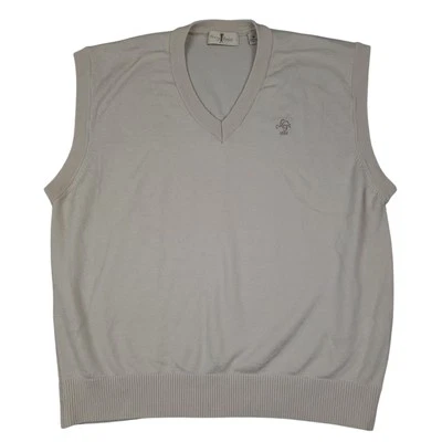 Harry Vardon Men's 100% Wool Vest Sz XL Golf Preppy Embroidered Cream EUC  - Image 1 of 4