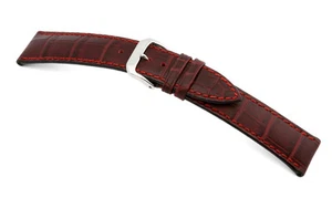 RIOS1931 Embossed Alligator Grain Watch Band Strap  22 mm Burgundy "LOUISIANA" - Bild 1 von 3