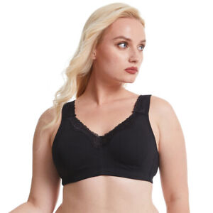 Women's Cotton Plus Size Bra Everyday Wirefree Unlined Full Coverage Non-Padded