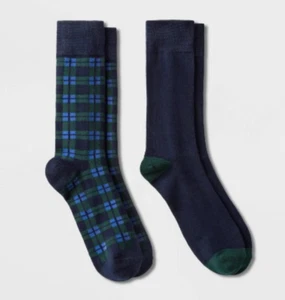 2er-Pack karierte Crew-Socken für Herren - Goodfellow & Co - blau - Größe 7-12 - S704 - Bild 1 von 2
