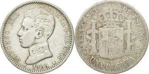 ESPAÑA: 1 PESETA DE ALFONSO XIII. PLATA. AÑO 1903 *19--3* SM-V. RC+. IDEAL. - Picture 1 of 1