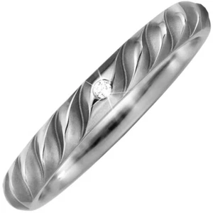 Anello anello partner in titanio con diamante brillante scanalato parzialmente opaco anello da dito - Foto 1 di 1
