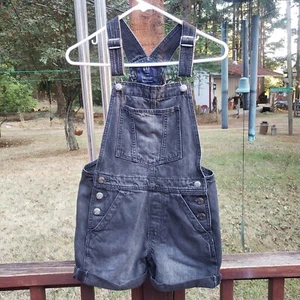 Gap TEEN Black Overall Jean Shorts - Size L (10) - Picture 1 of 12