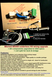 Mitchell MS450 Solderless H-H Wiring Upgrade to USA Specs+Independent Coil Split - Picture 1 of 8