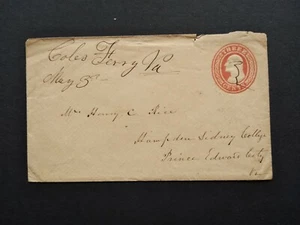 Virginia: Coles Ferry 1860 (circa) 3c Entire Cover, Large Ms, DPO Charlotte Co - Picture 1 of 2
