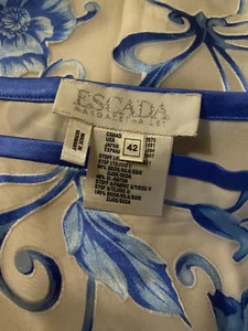 ESCADA VINTAGE SILK BLEND SKIRT BURNT VELVET IN BLUE FLORAL PRINT 42 10 GERMANY - Picture 1 of 9