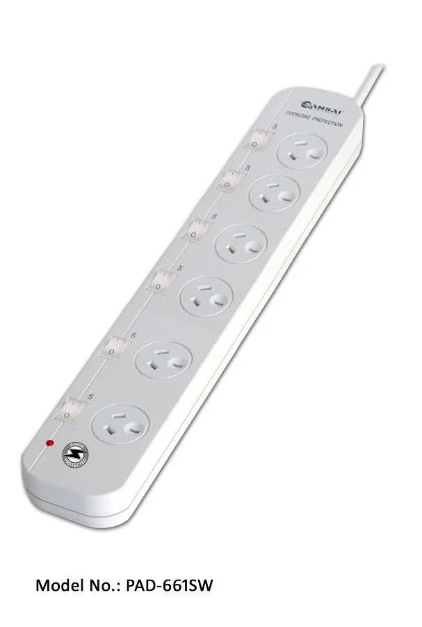 6 Way Surge Protected Power Board With Extra Space By Sansai - image 1 of 2