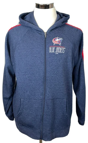 NHL Licensed Blue Jackets Youth Full Zip Hooded Sweatshirt Hoodie Size XL 16/18 Cover