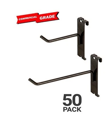 ONLY HANGERS 50 New Gridwall Hooks Bundle 6" & 8" -25 Each- Black