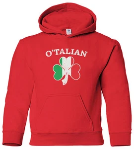 O'Talian Italian Irish Shamrock Youth Hoodie Sweatshirt Italy Flag - Picture 1 of 10
