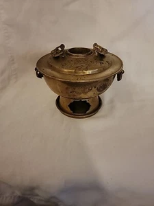 Vintage Ornate Korean Brass Brazier Fondue Cooker Table Pot  - Picture 1 of 7