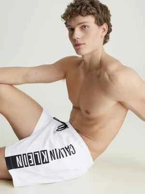 Costume Pantaloncino medio da bagno per uomo Calvin Klein KM0KM00991 bianco - Immagine 1 di 4