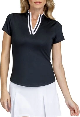 Polo de golf Tail White Label para mujer negro cuello dividido manga corta talla M nuevo con etiquetas Foto 1 de 4