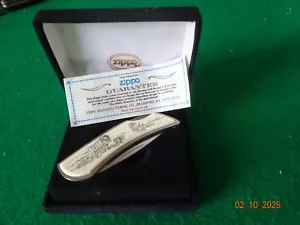 Vintage Zippo Stainless Steel knife Scrimshaw series Wagon Train - Picture 1 of 9