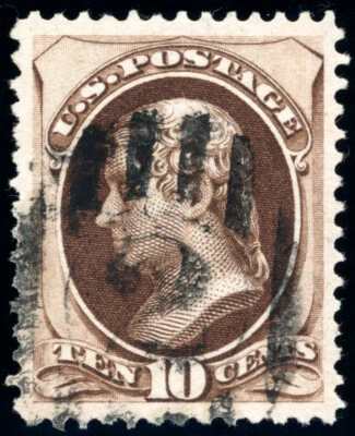 US 161 10c 1873 Thomas Jefferson hard paper secret mark PSE grade 90 - Image 1 of 3