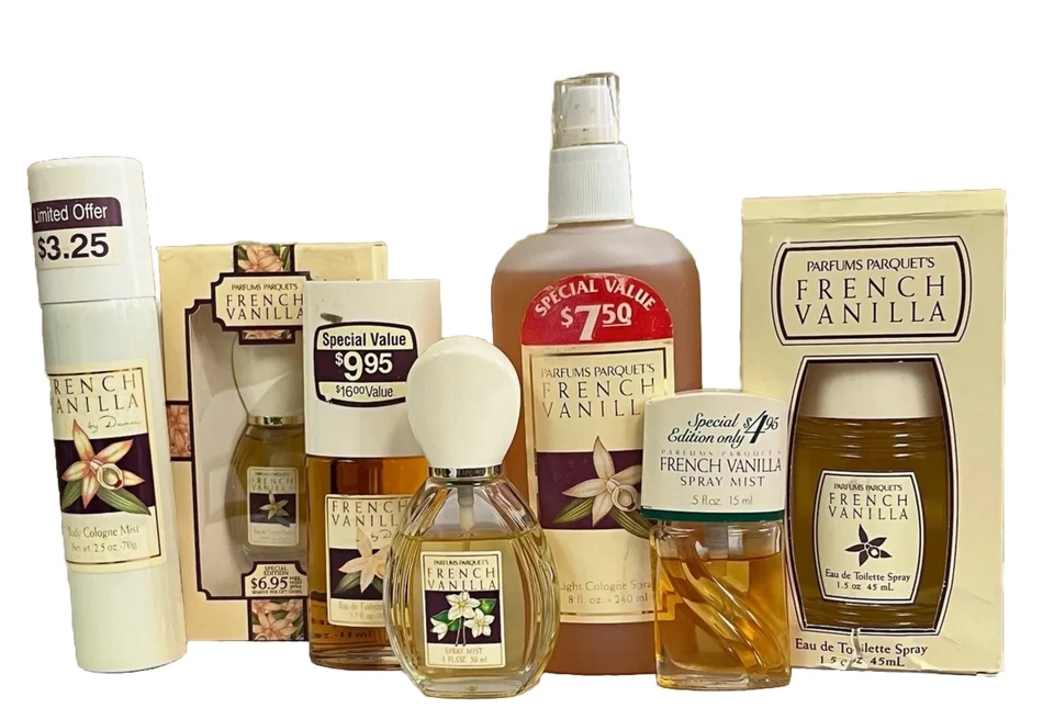 Complete 7 piece set  Dana /Parfums Parquets French Vanilla pl read below AS IS - Image 1 of 1